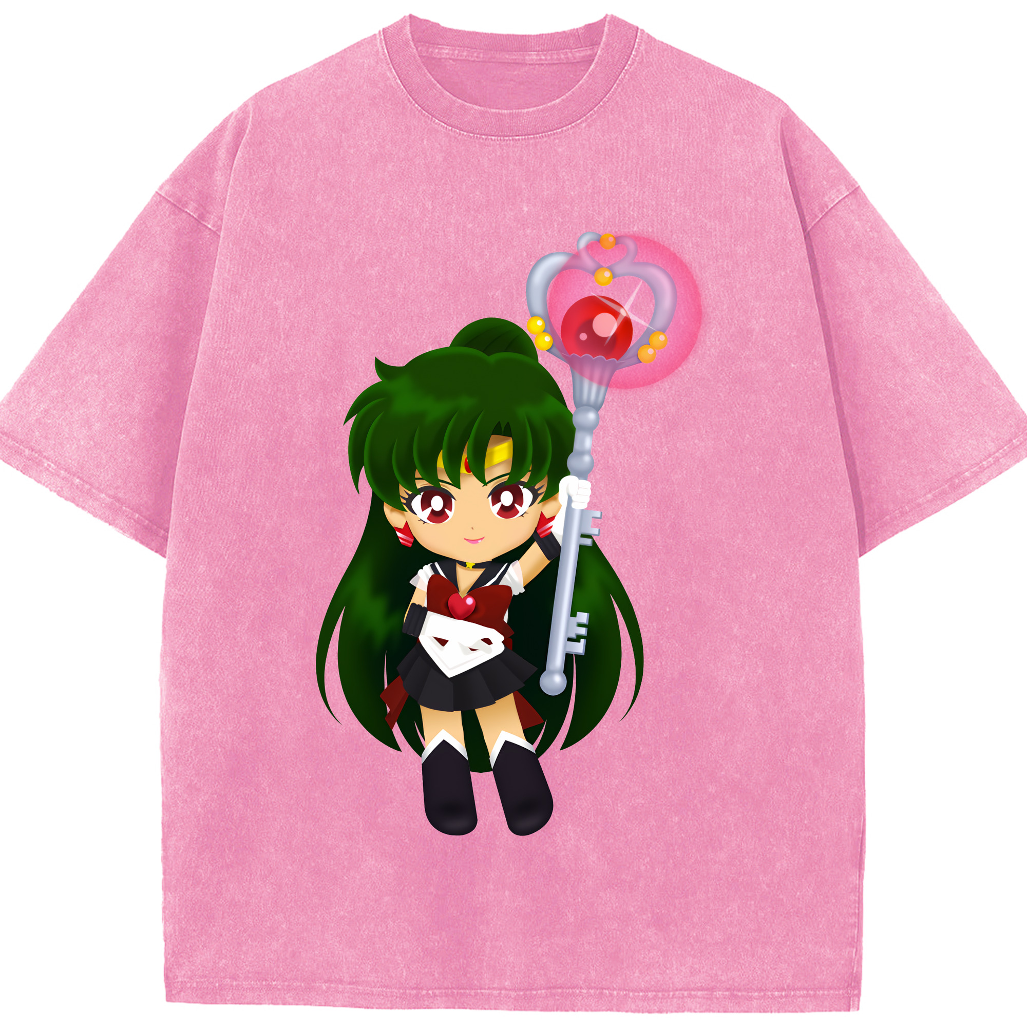 （画像用） 美少女戦士セーラームーン 冥王せつな Sailor Moon Meiou Setsuna 綿100% ヴィンテージ風 半袖Tシャツ（フロントプリント）